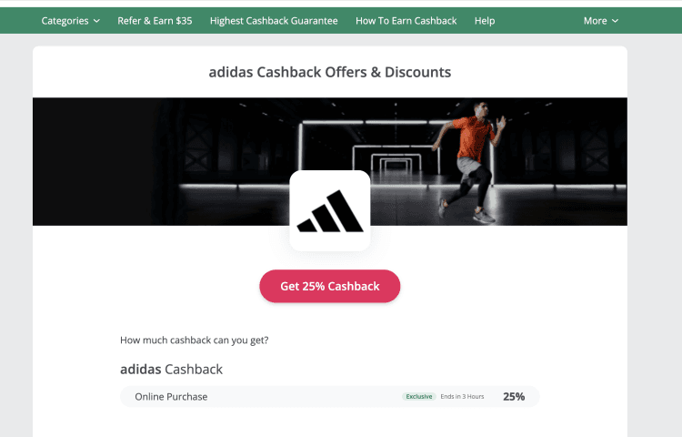 TopCashback: adidas 25% Cashback
